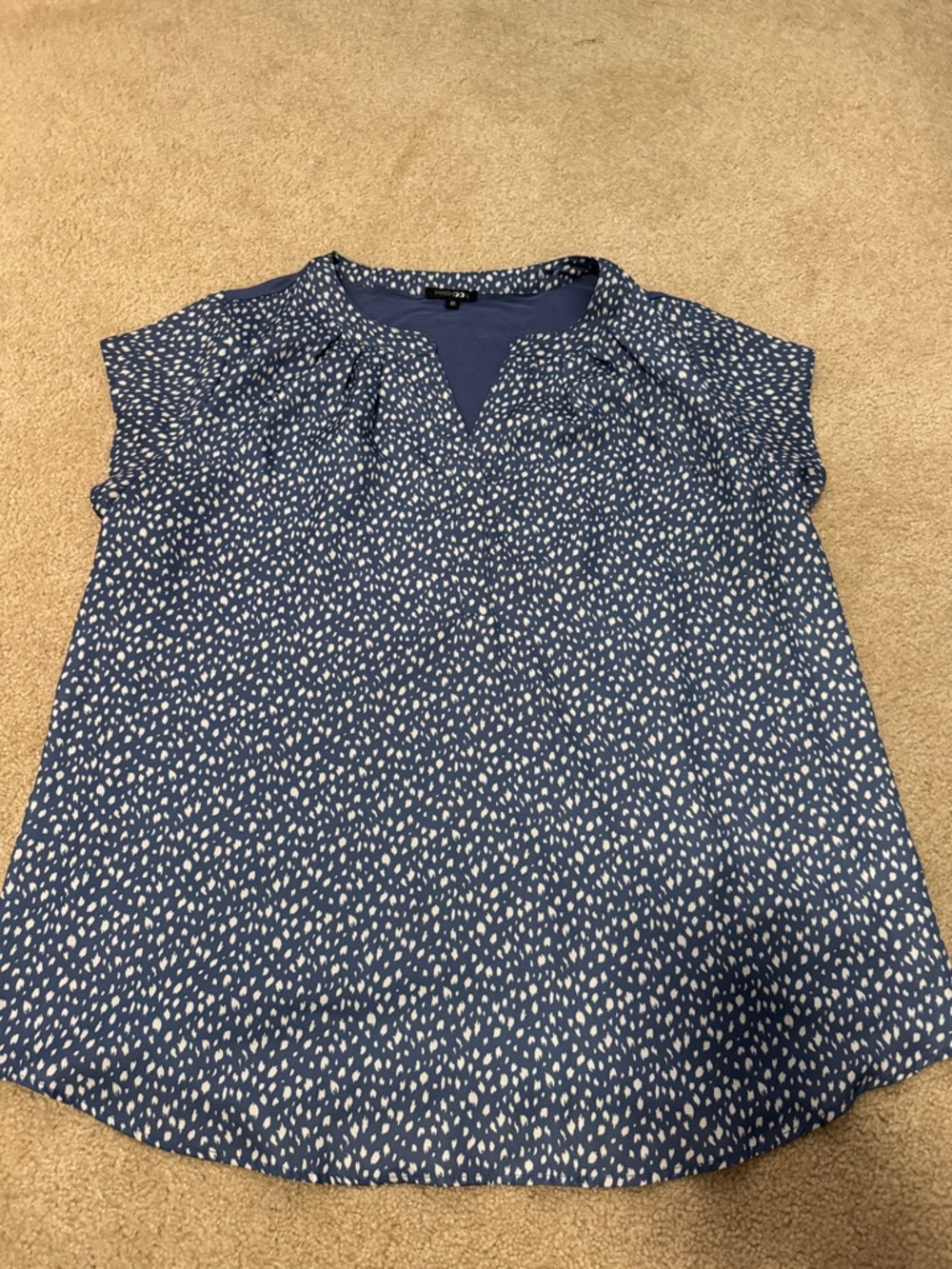 Papermoon Women's Blue Printed Cap Sleeve Blouse with knit back